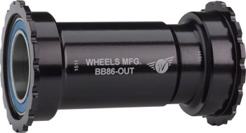 Wheels Manufacturing Press Fit BB86/92 Shimano Bottom Bracket with ABEC-3 Bearings Black Cups - Thread Together