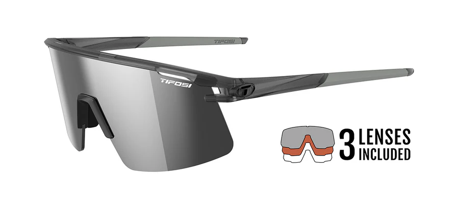 Tifosi Moab Lite, Satin Vapor Interchangeable Sunglasses. Silver Mirror/AC Red/Clear